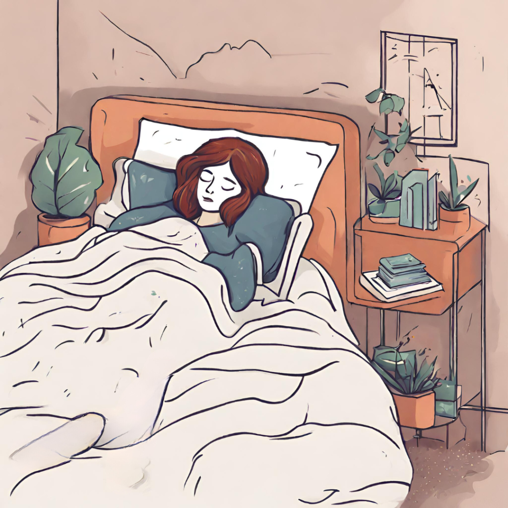 A woman taking care of her mental health by napping in her bed