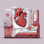 The organ of the heart resting above a bed as a person take a nap in order to symbolize napping for heart health