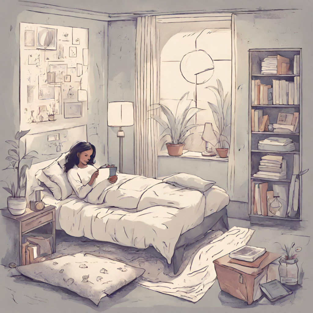 A woman reading as a pre-nap routine