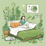 A person taking a nap in a green eco-friendly room surrounded by plants