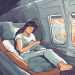 A woman taking a nap on an airplane to combat jet lag