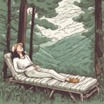 A woman taking a nap outside in a forest in nature