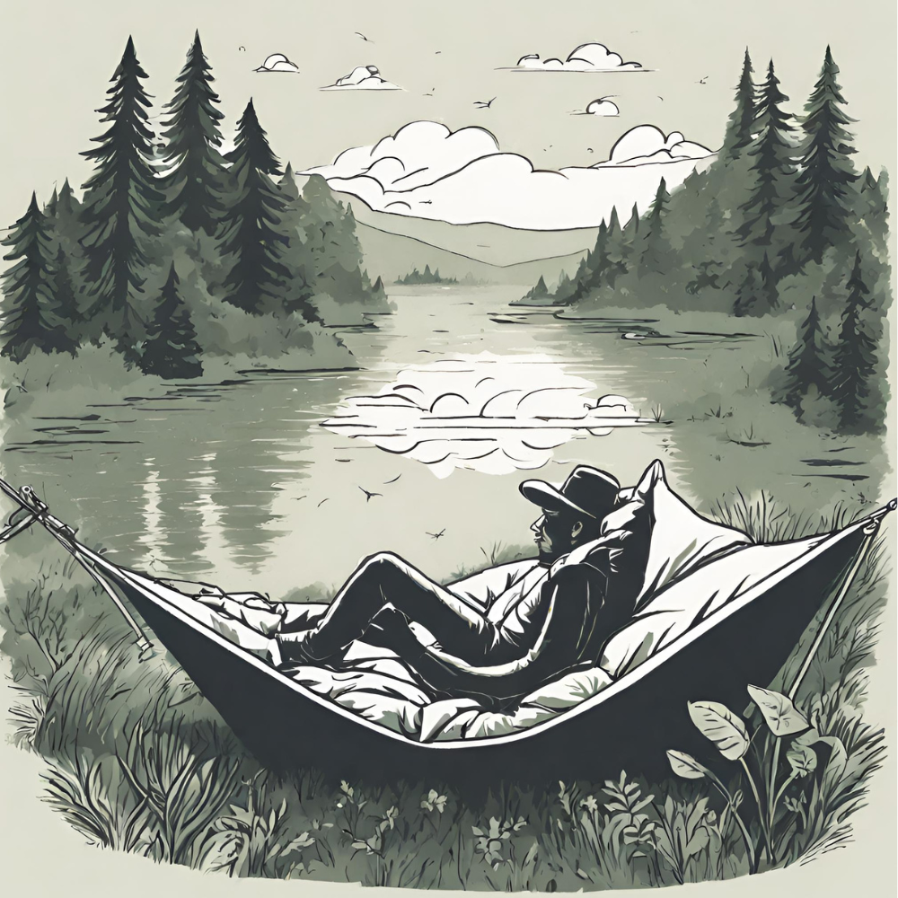 A man taking a rest on a hammock after following an outdoor napping guide