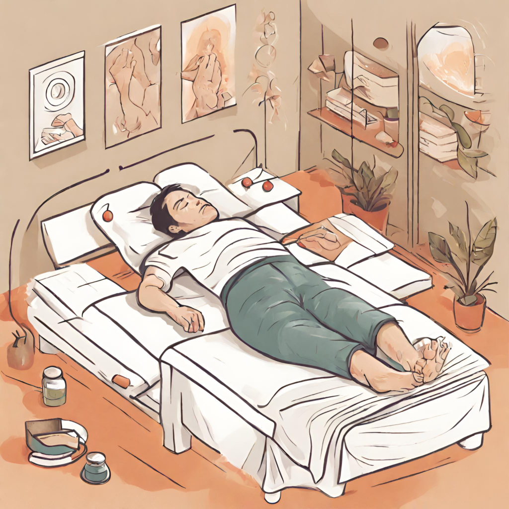 A man using Acupressure for Improved Napping